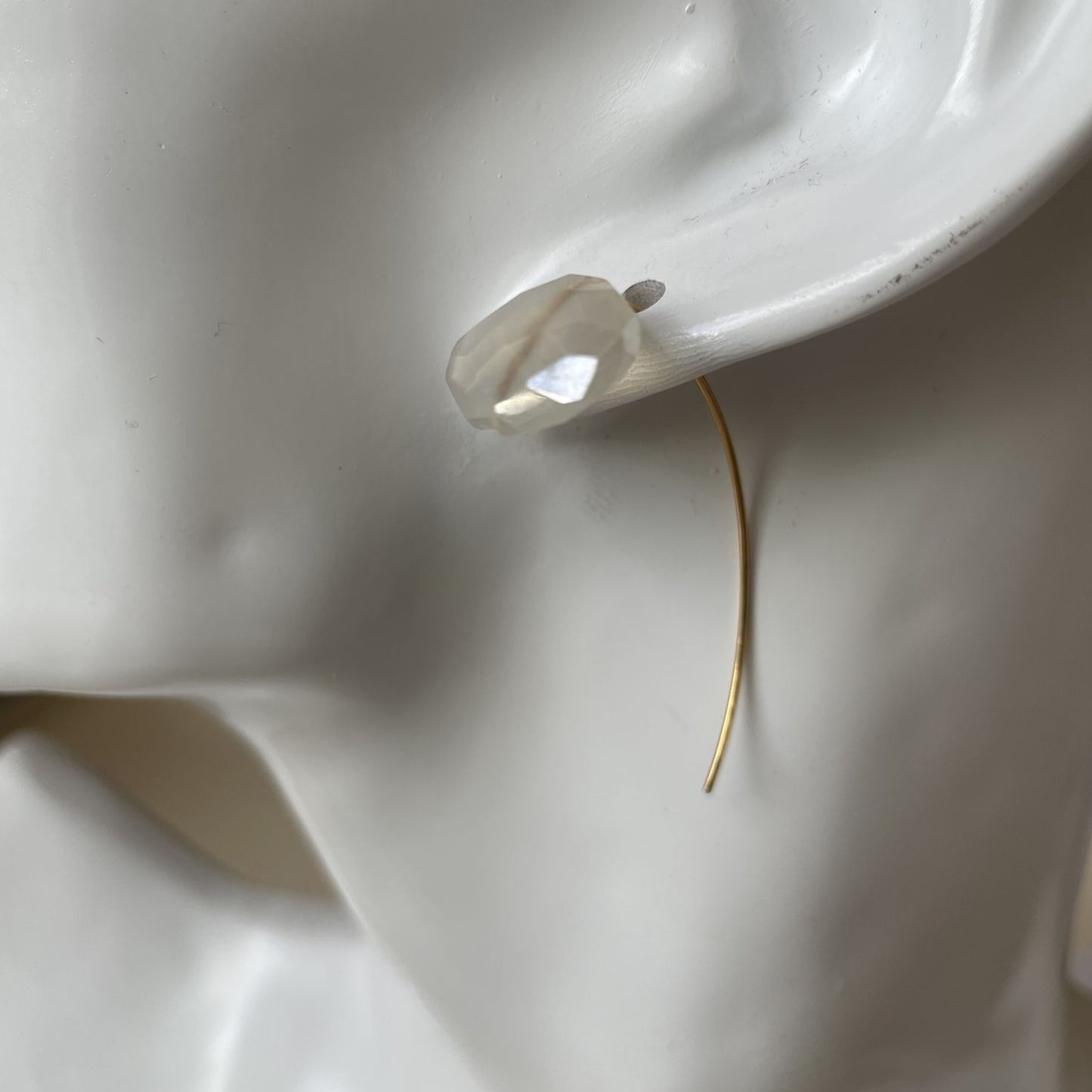Long Curve Earrings with hand-cut precious gems