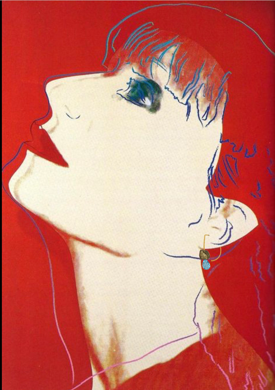 Short Curve Earrings with Drop Gems and Pyrite