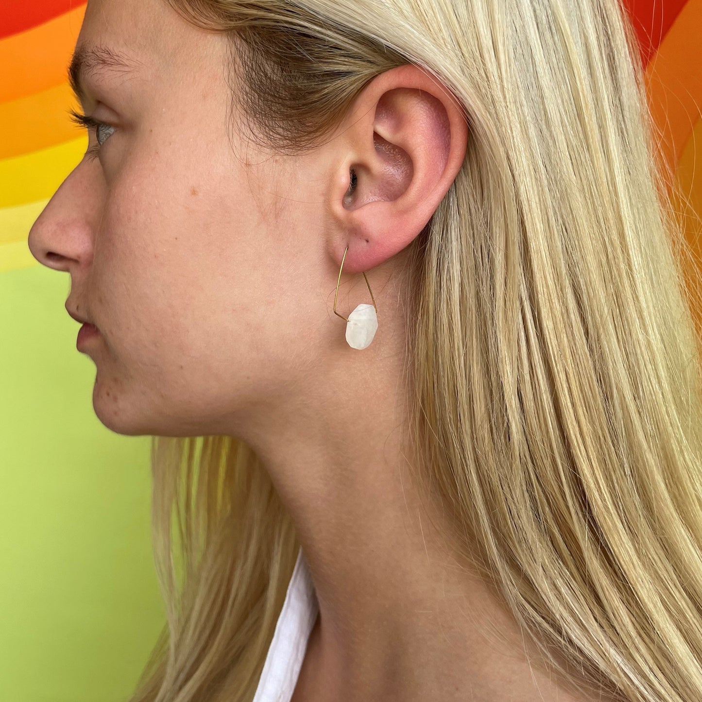 Petite Triangle Lobe Huggers with Orange Coral and Blue Turquoise