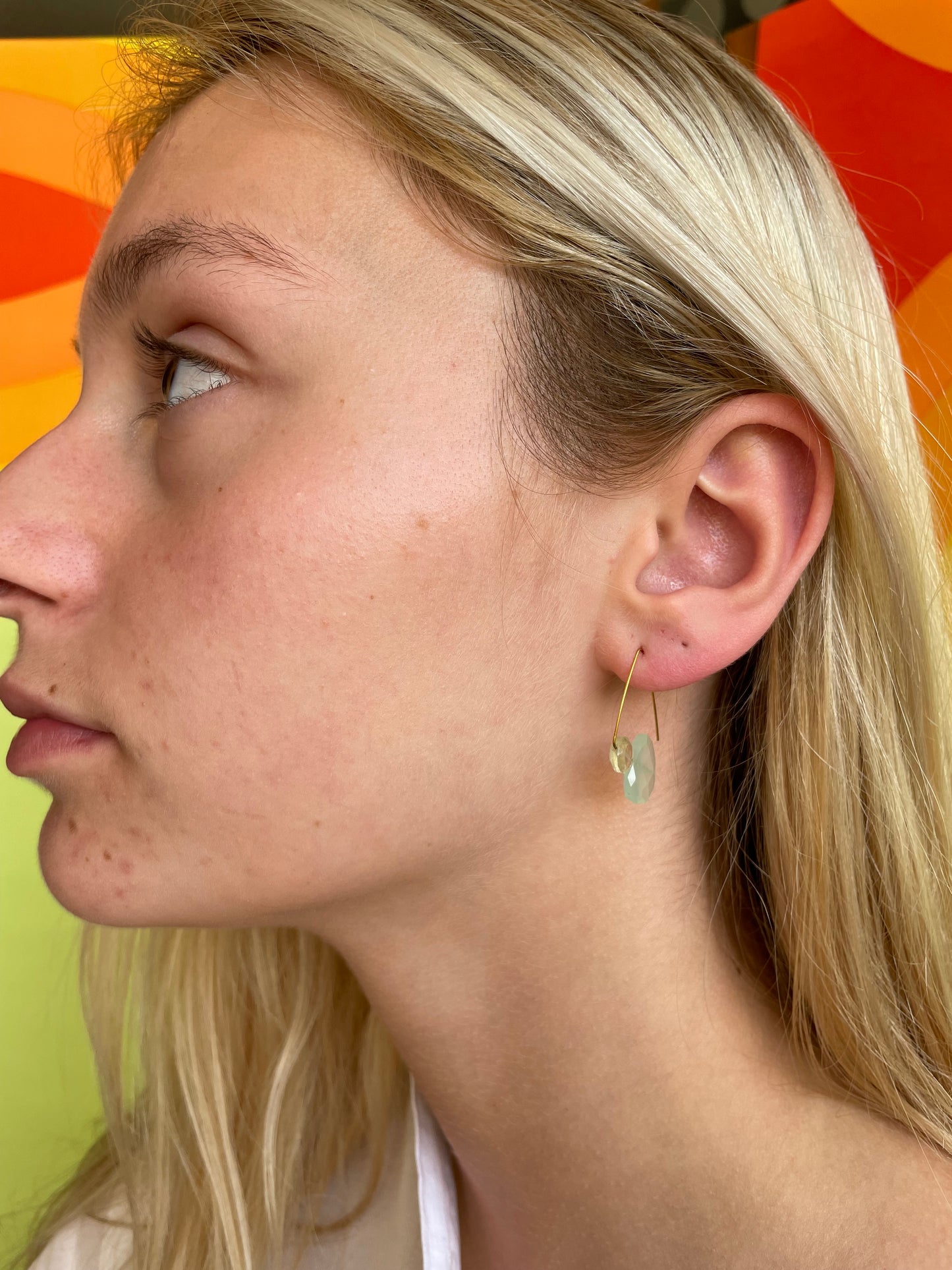 Petite Triangle Lobe Huggers with Orange Coral and Blue Turquoise