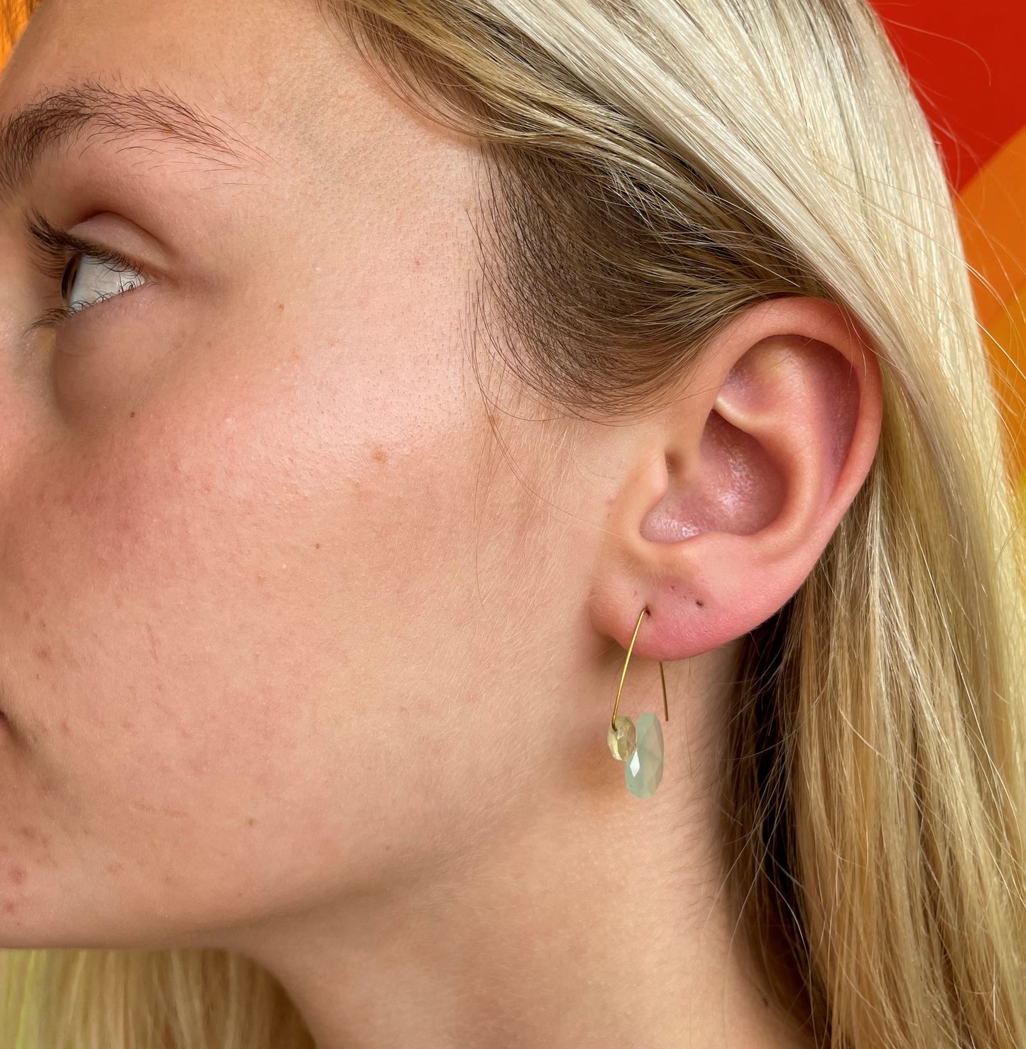 Petite Triangle Lobe Huggers with Orange Coral and Blue Turquoise