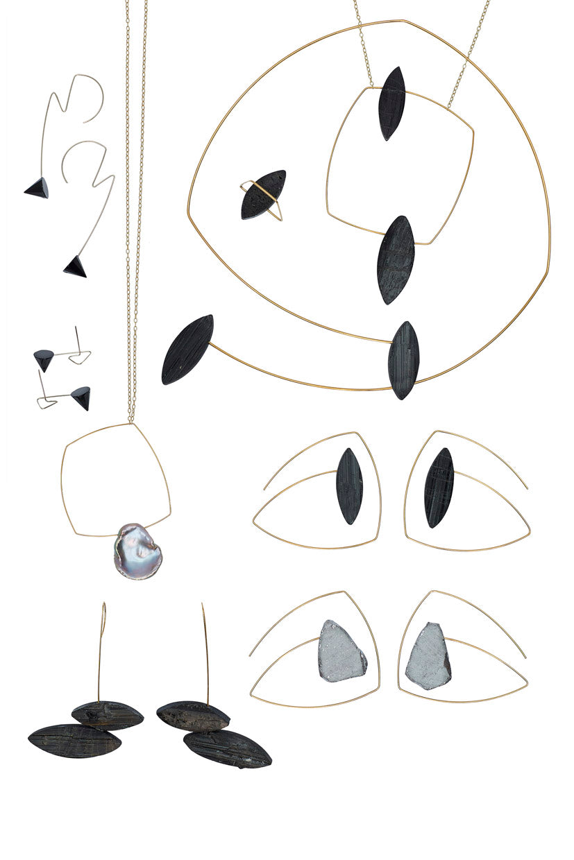 Square Asymmetric Neckwire with Black Tourmaline