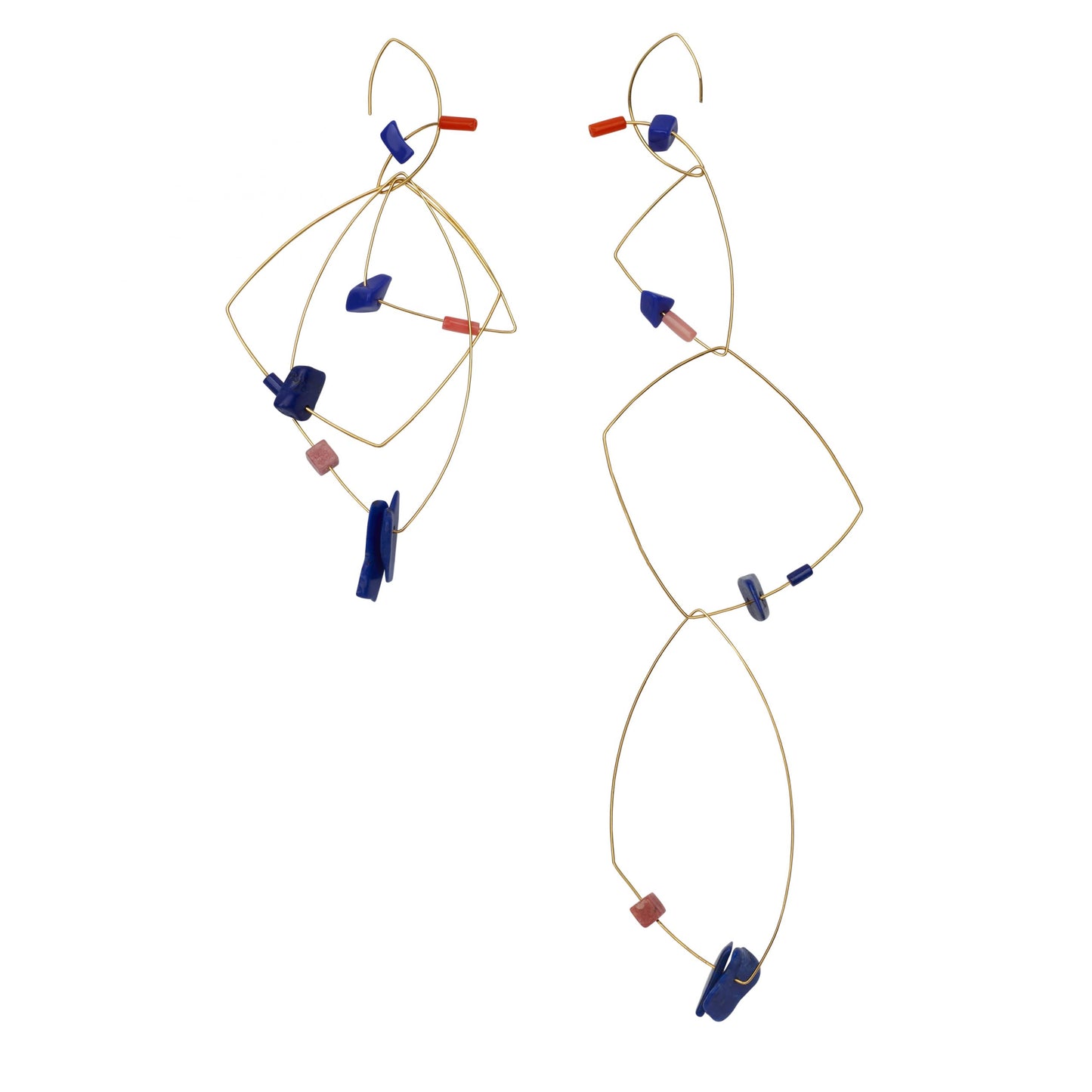 Multi Wear Earrings with Lapis Lazuli, Rhodochrosite and Coral