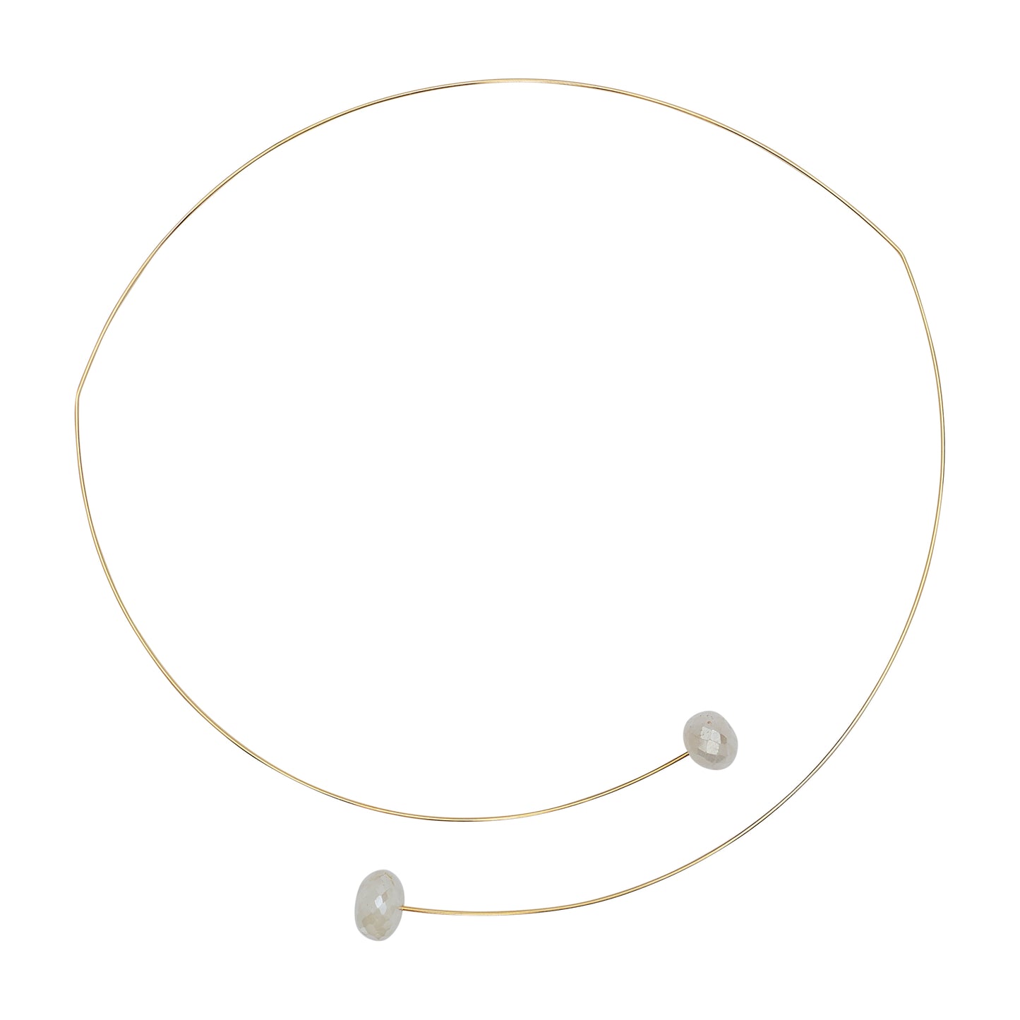 Asymmetric Neck Wire with Grey Mystic Chalcedony