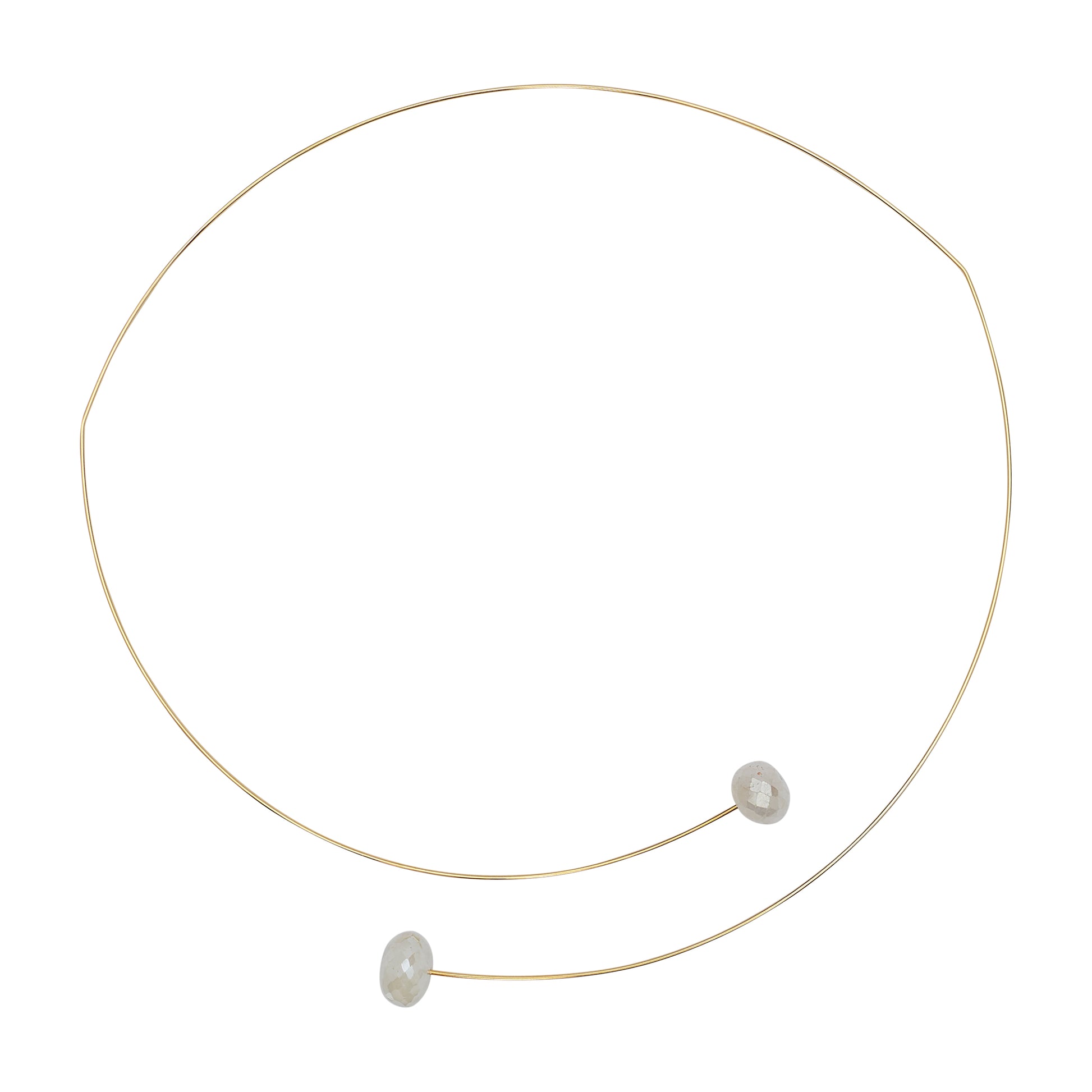 Asymmetric Neck Wire with Grey Mystic Chalcedony