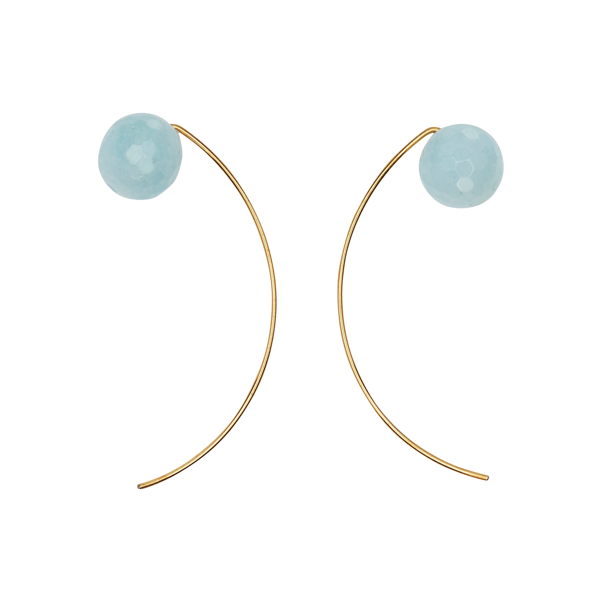 Long Curve Earrings with Aquamarine