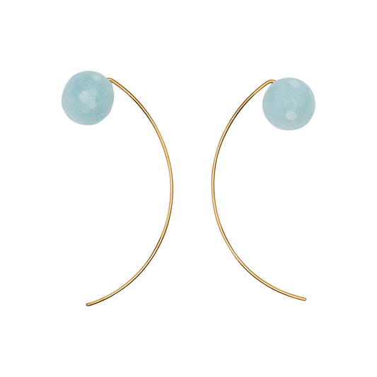 Long Curve Earrings with Aquamarine