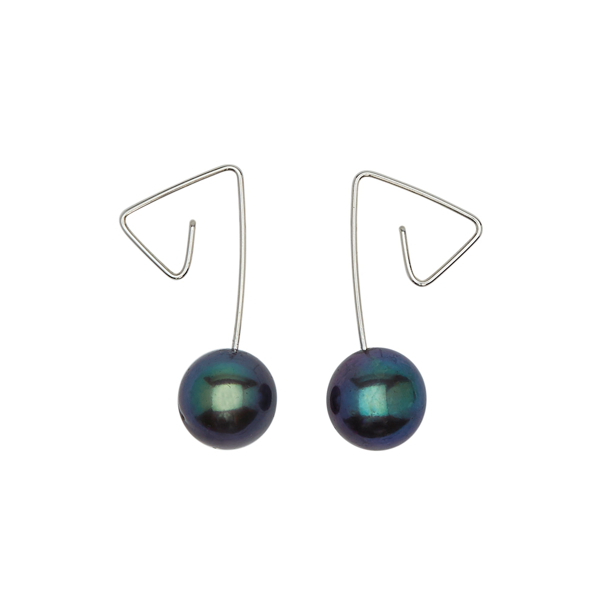 Short Drop Earrings with Peacock Fresh Water Pearl