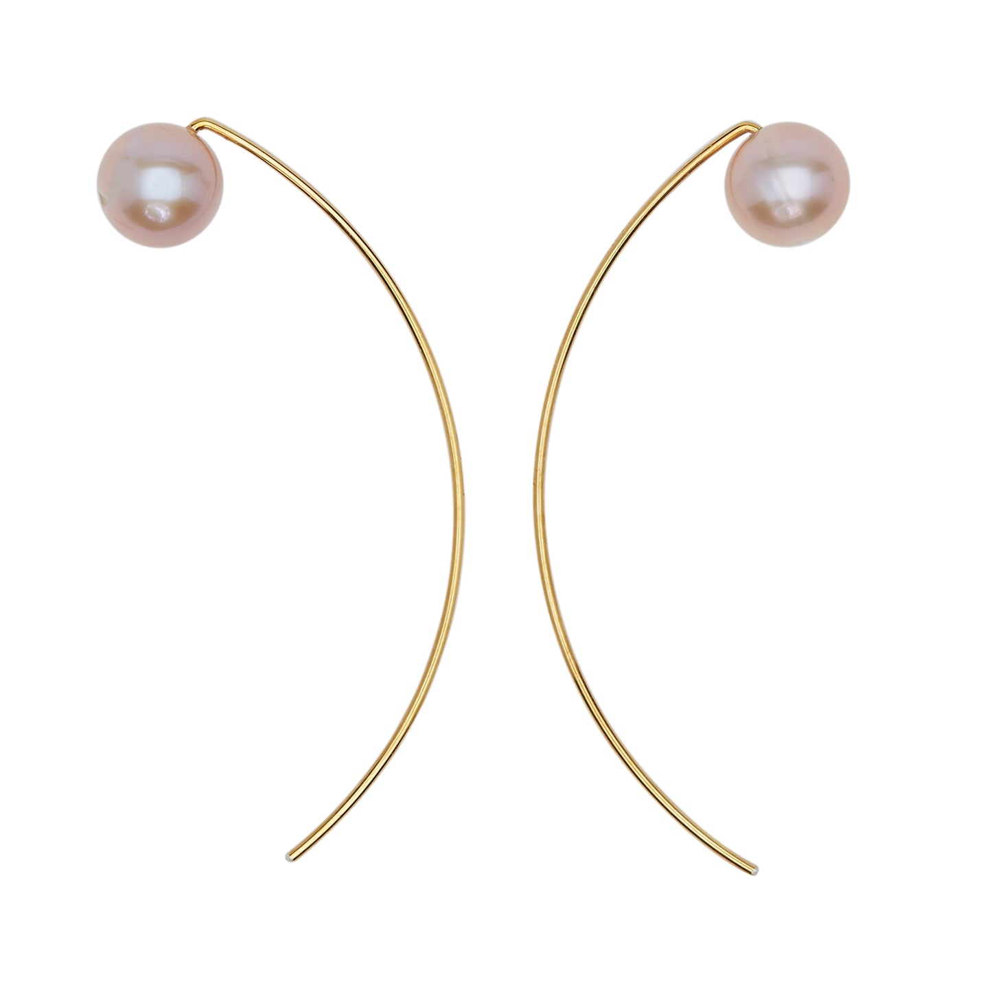Curve Earrings with Pink Fresh Water Pearl Round (7mm)