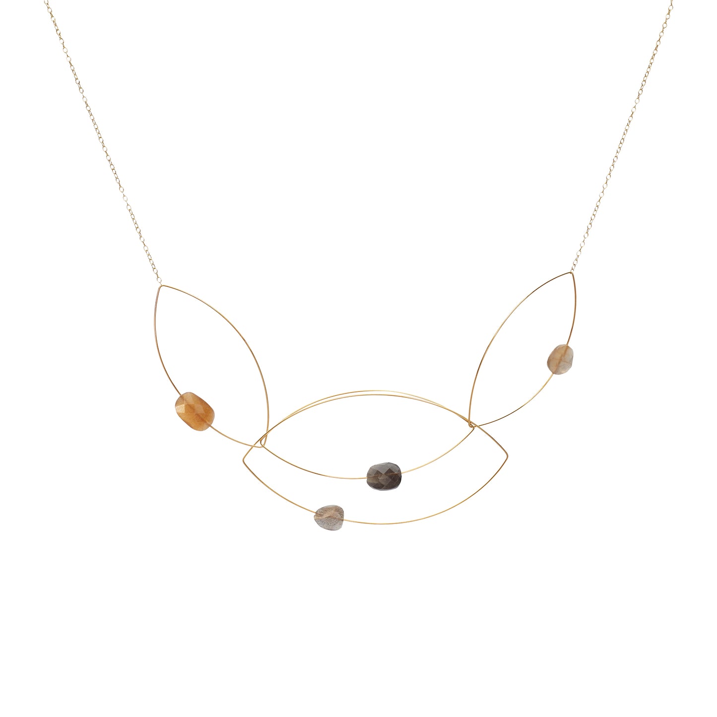Multi Shape Necklace with Autumn Moonstones and Labradorite