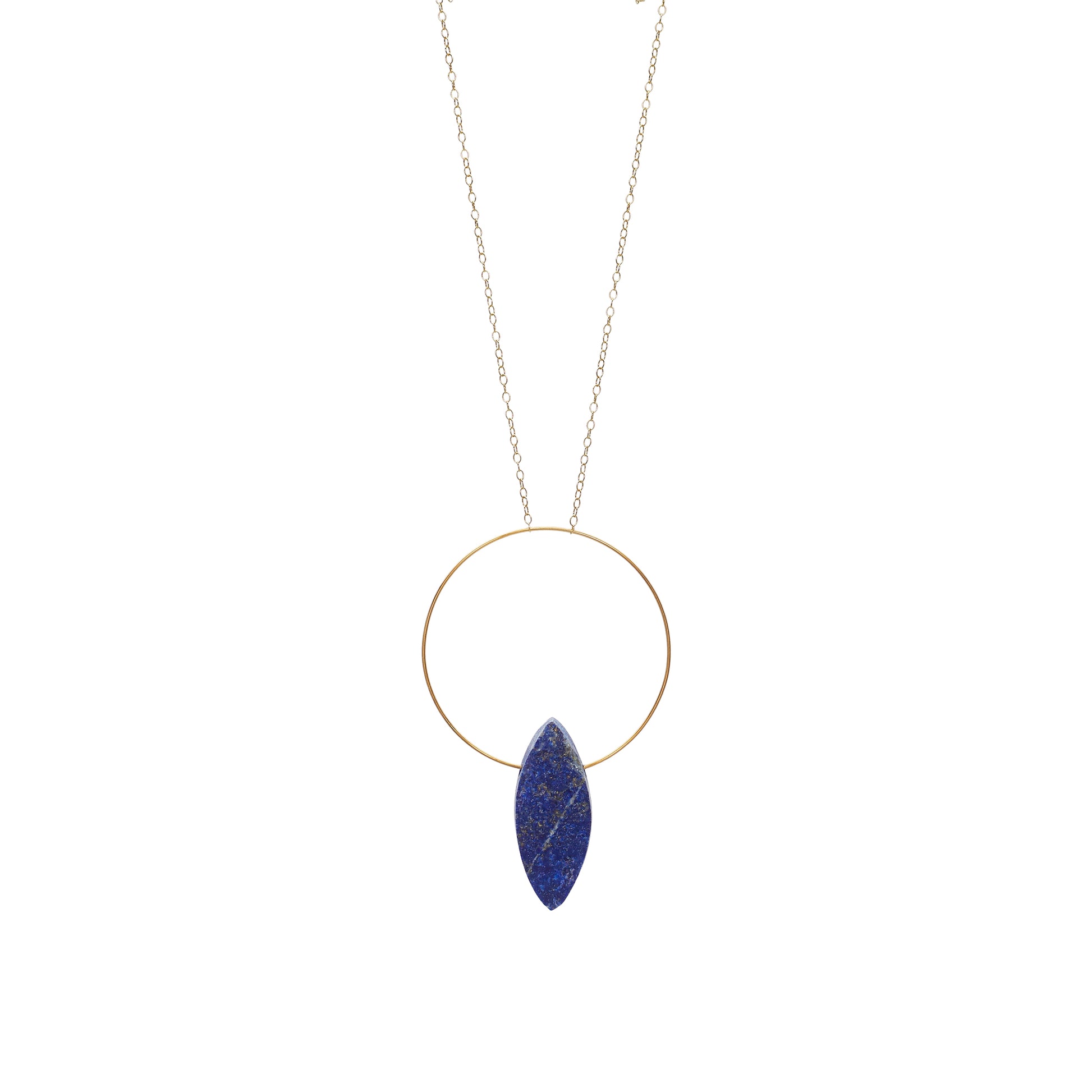 Circle Necklace Pendant with Lapis Lazuli