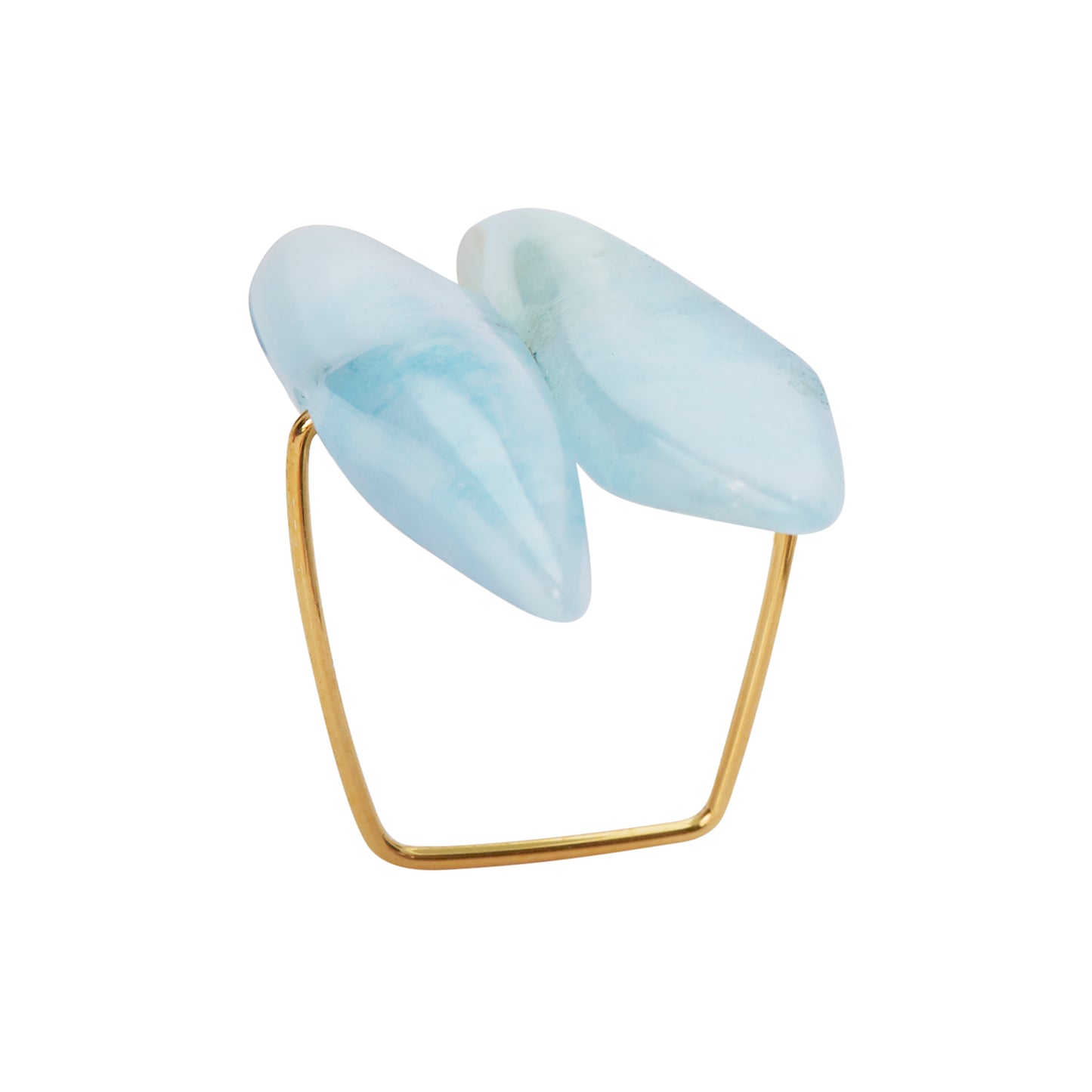 Square Ring with Aquamarine Shards