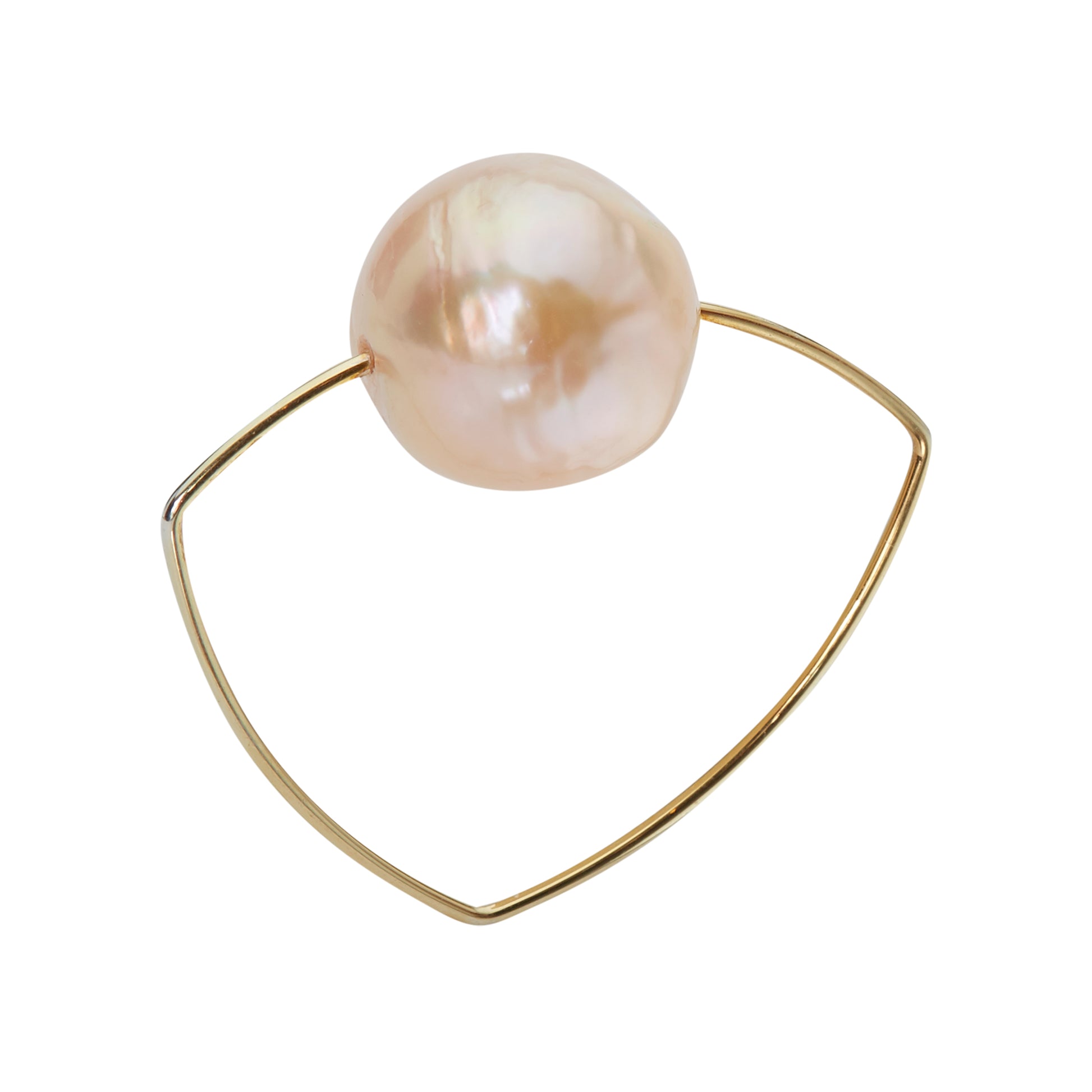 Triangle Ring with Peach Ripley Baroque Pearl (14mm)