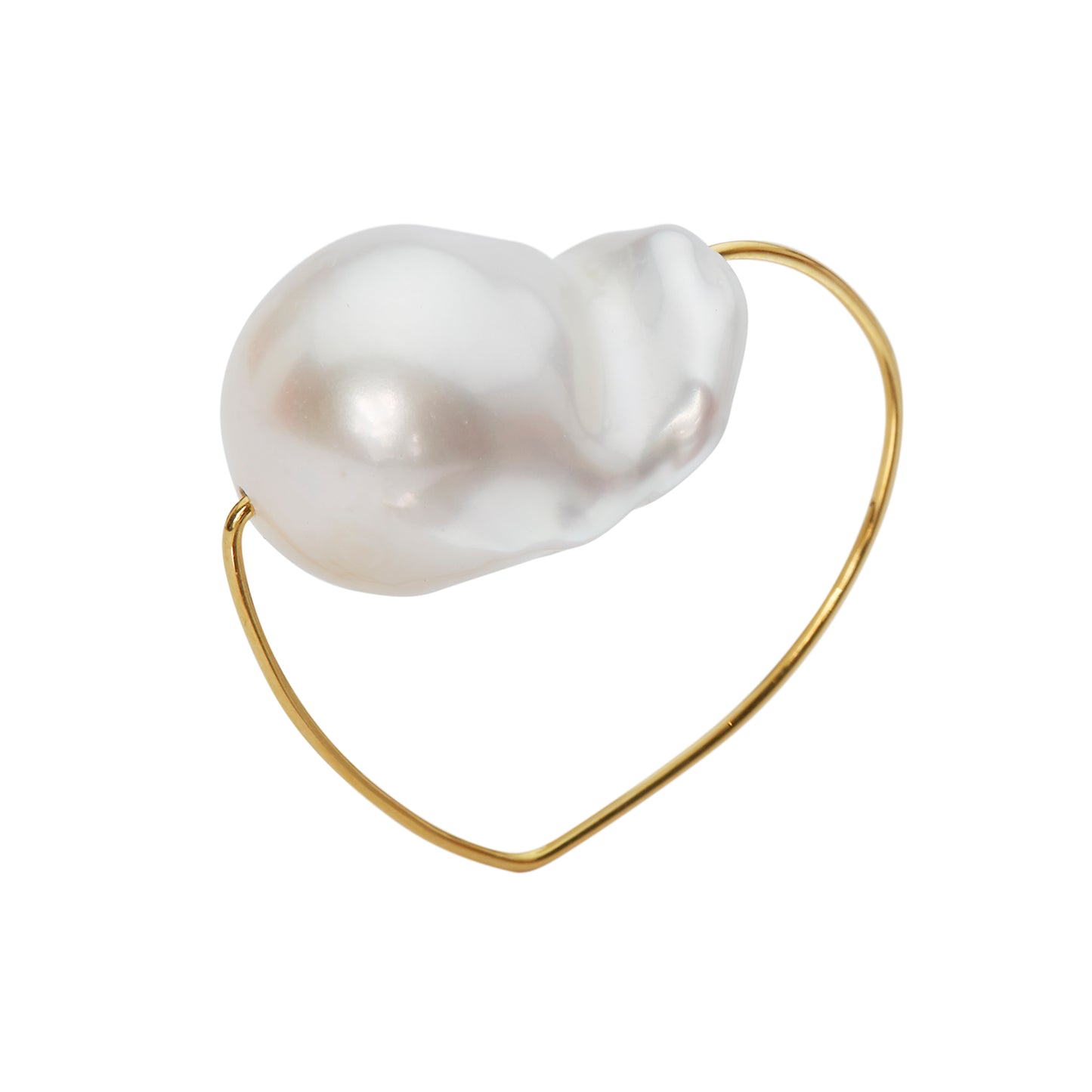 Triangle Ring with White Baroque Pearl (20mm)