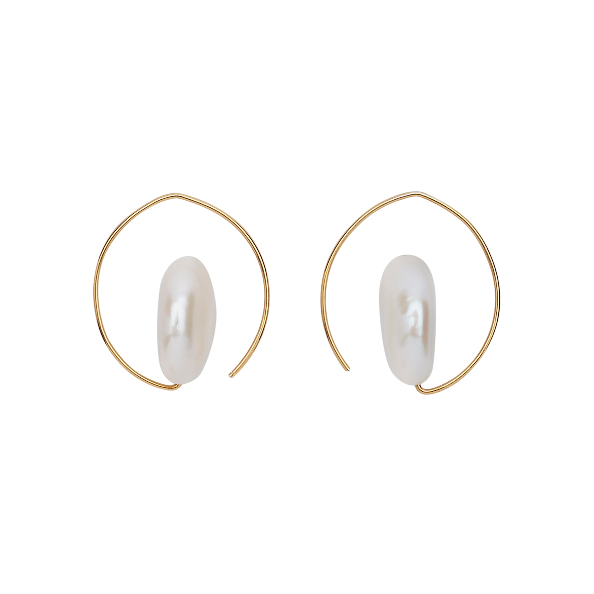 Petite Curl Earrings with White Fresh Water Pearl