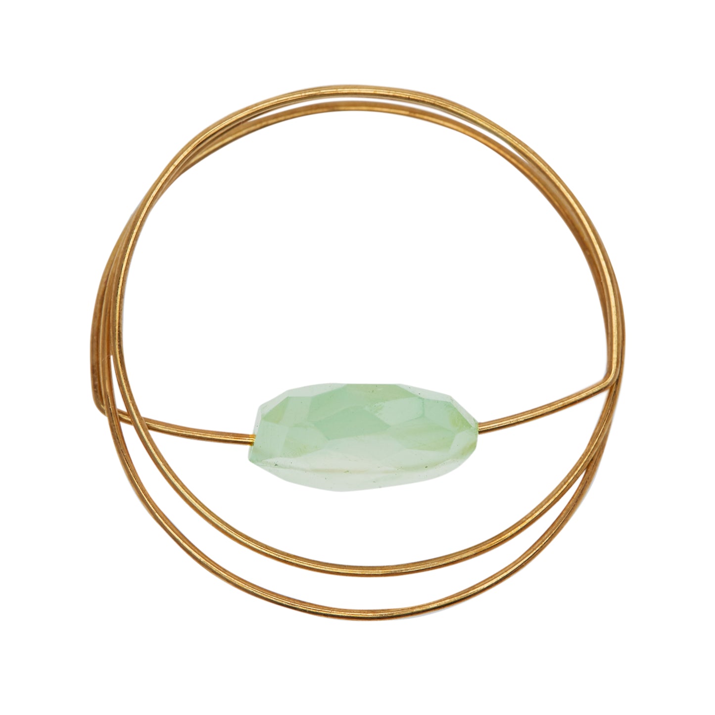 Double Wrap Ring with Faceted Oval Blue-Green Chalcedony