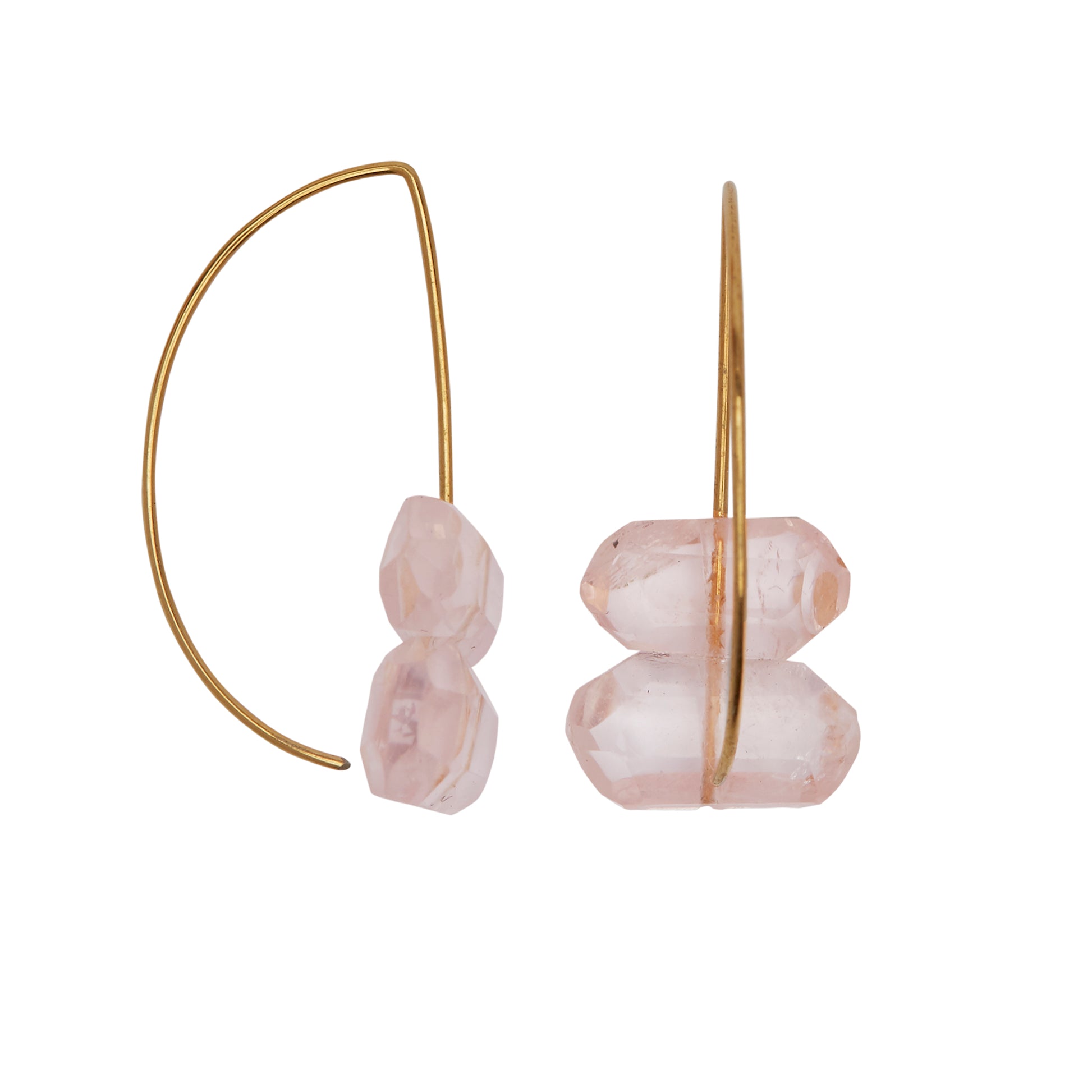 Short Curve Earrings with Rose Quartz
