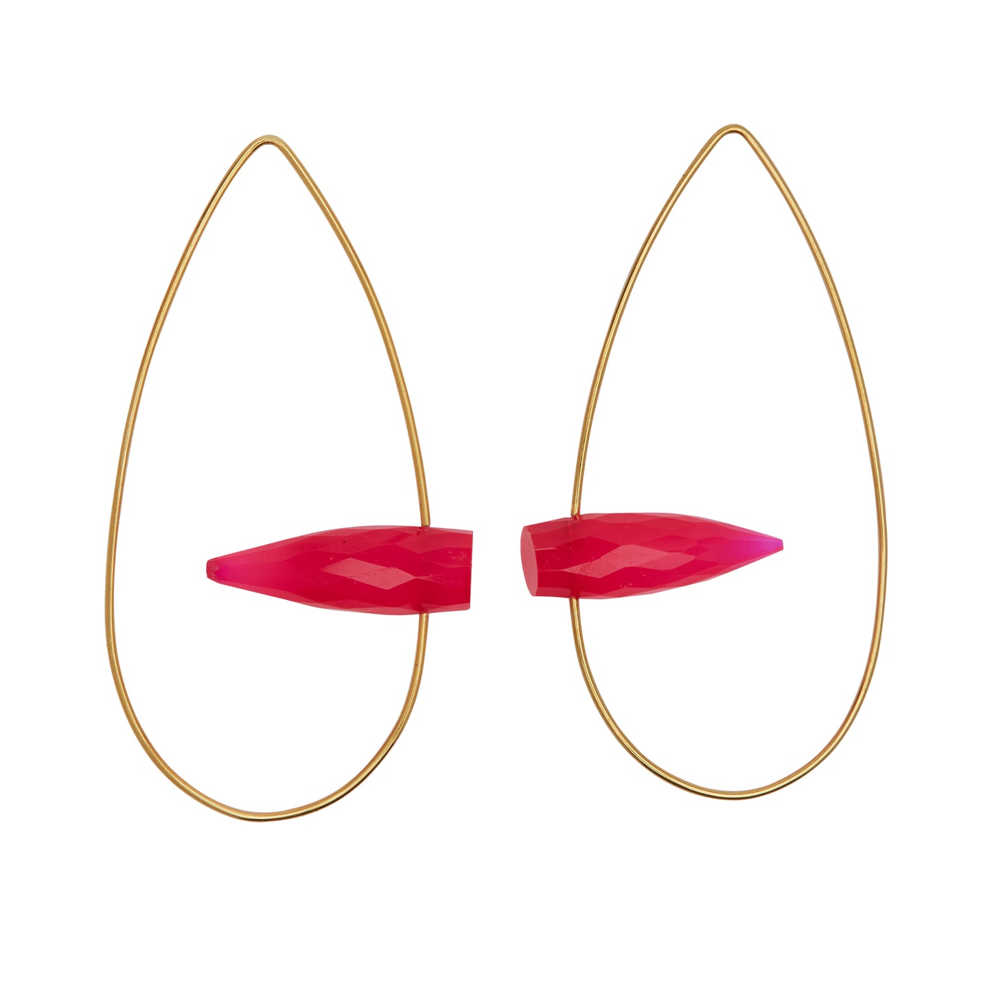 Pointed Oval Earrings with Bullet Gems