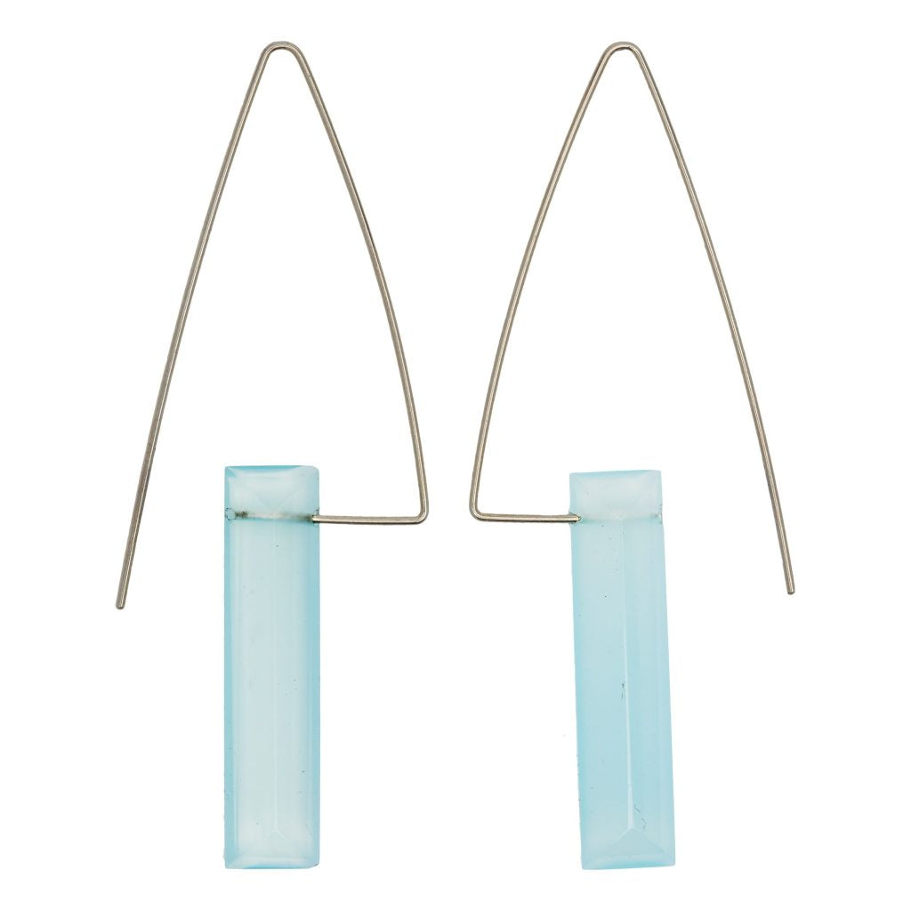 Tall Triangle Earrings with Gemstones