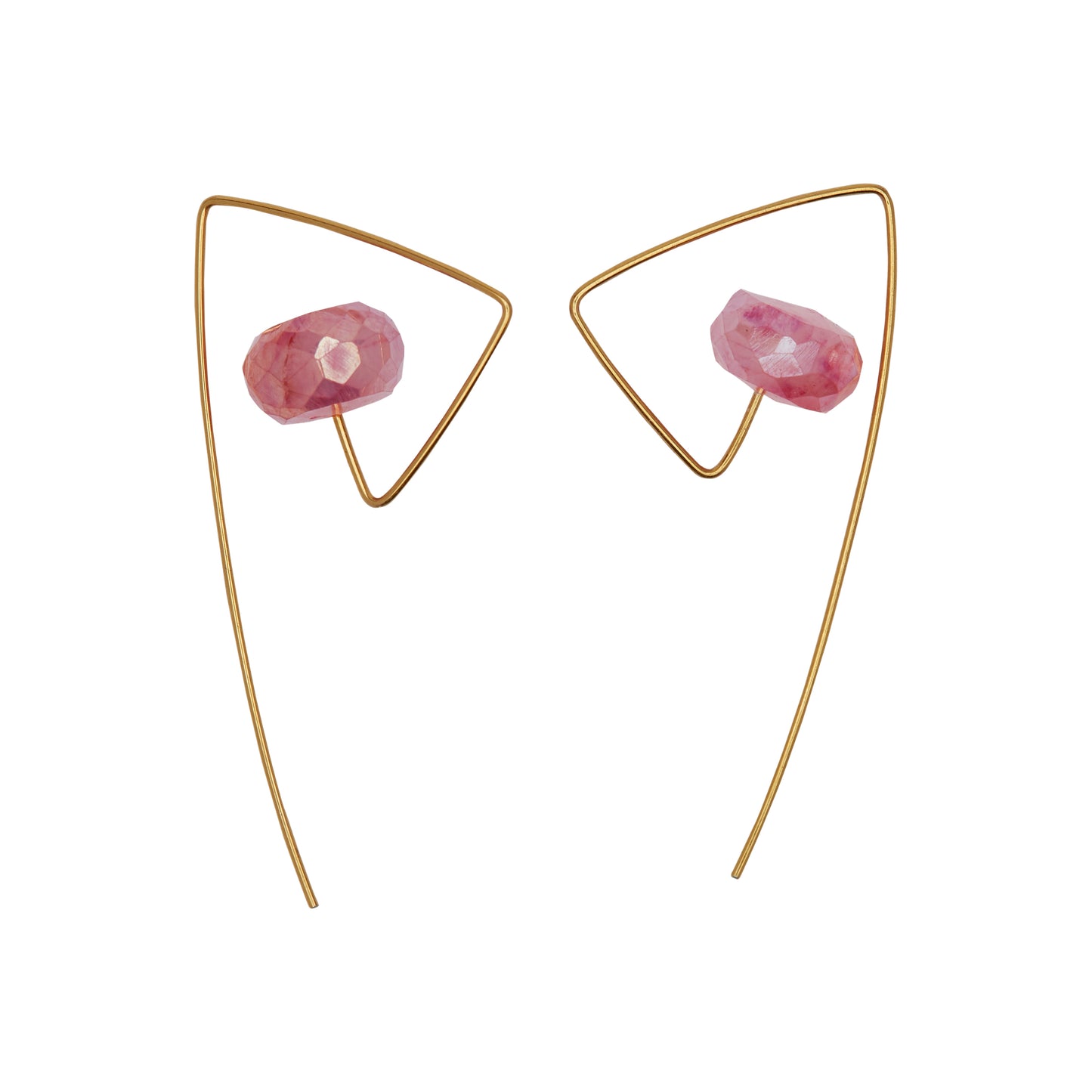 Medium Triangle Twist Earrings with Pink Mystic Chalcedony