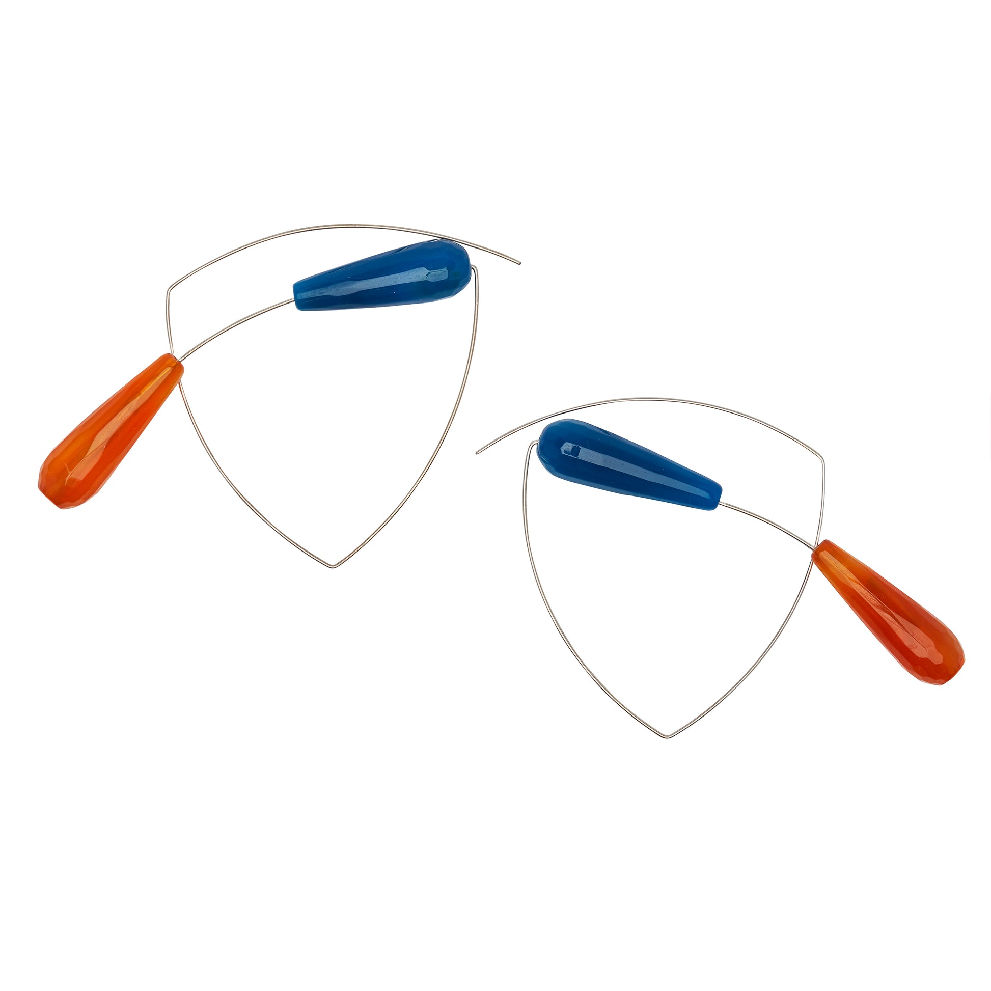 Triangle Loop Earrings with Agate Drops