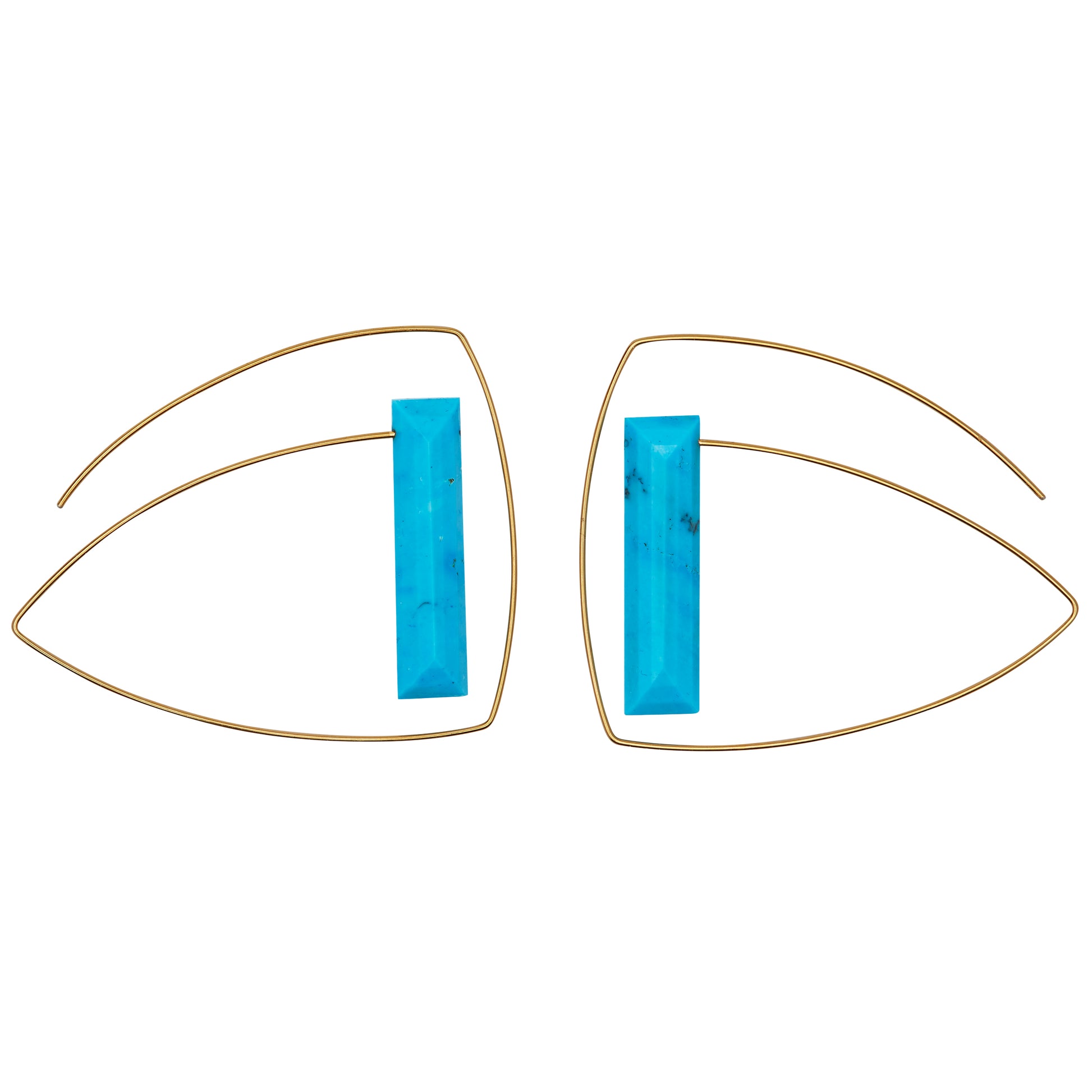Large Triangle Loop Earrings with Turquoise
