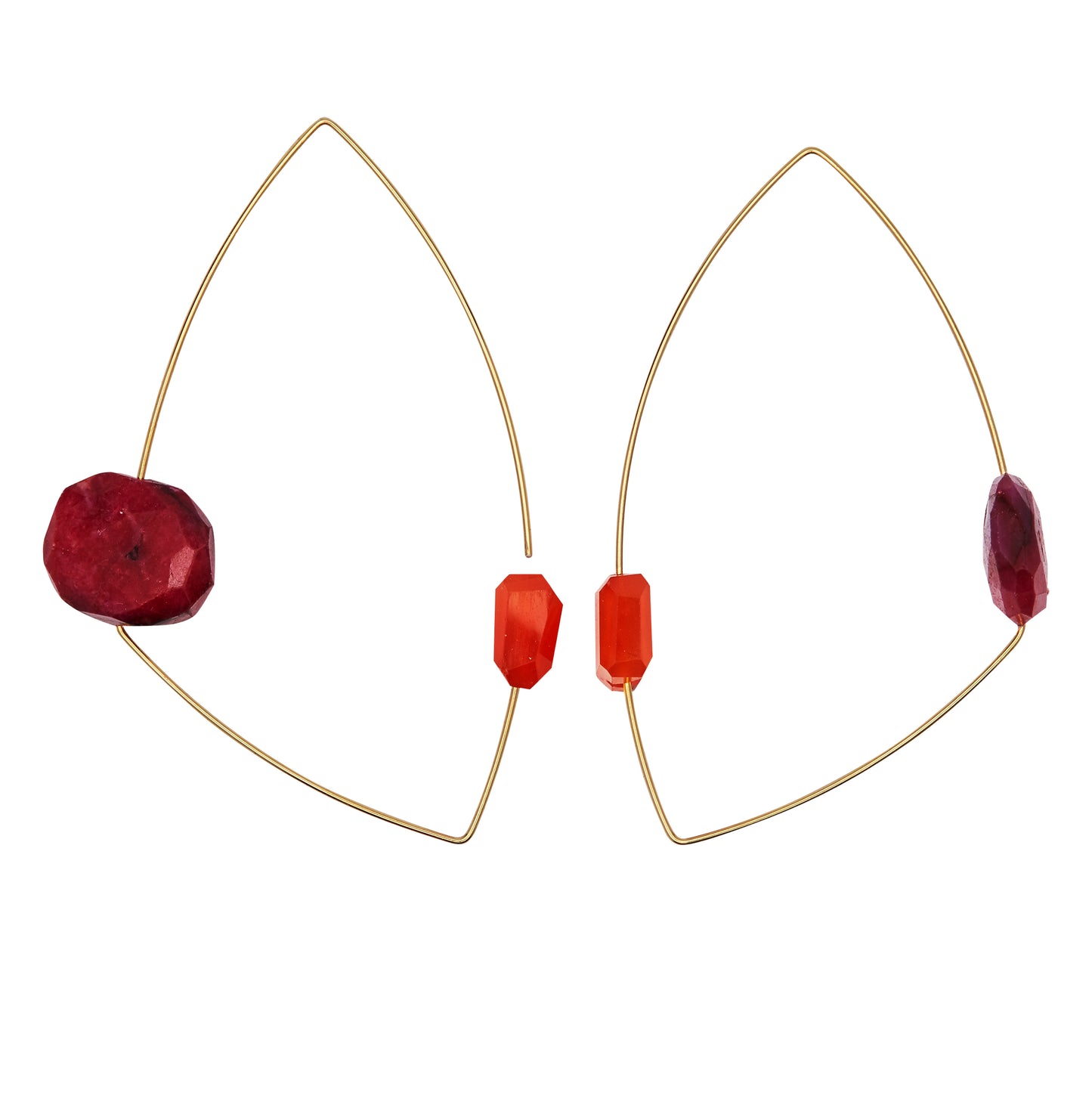Drop Earrings with hand-cut precious gems