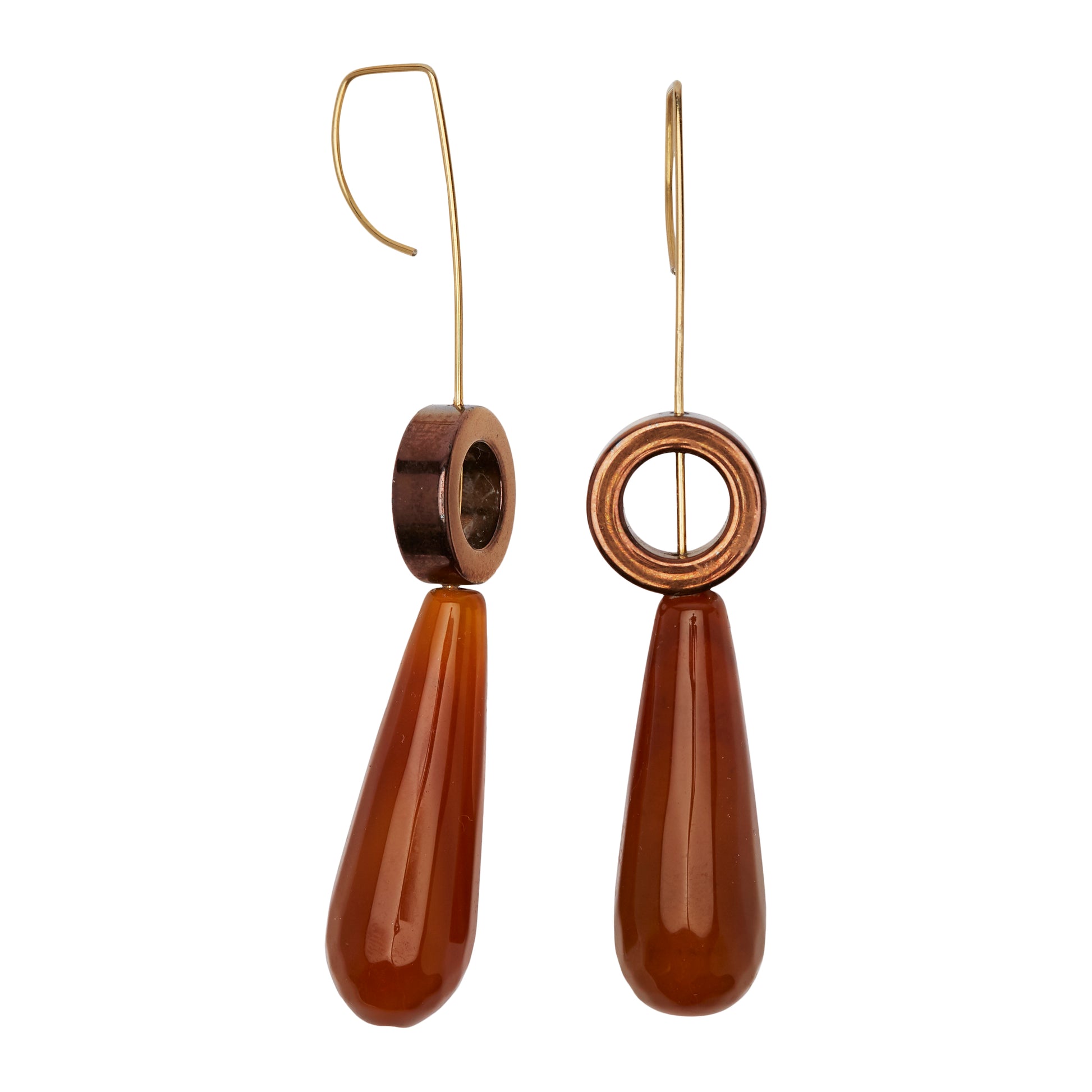 Drop Earrings with Chocolate Hematite and Agate