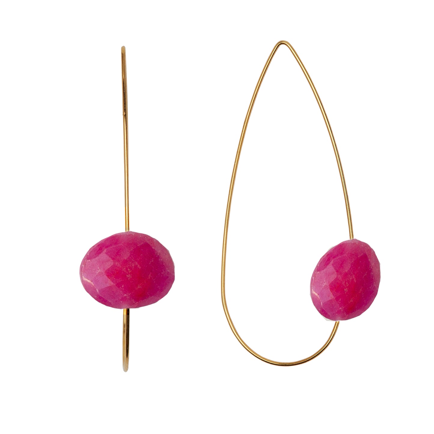 Angled Curve Earrings with hand-cut precious gems