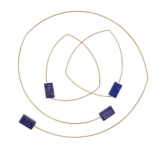 Triangle Hoop Lapis Earrings