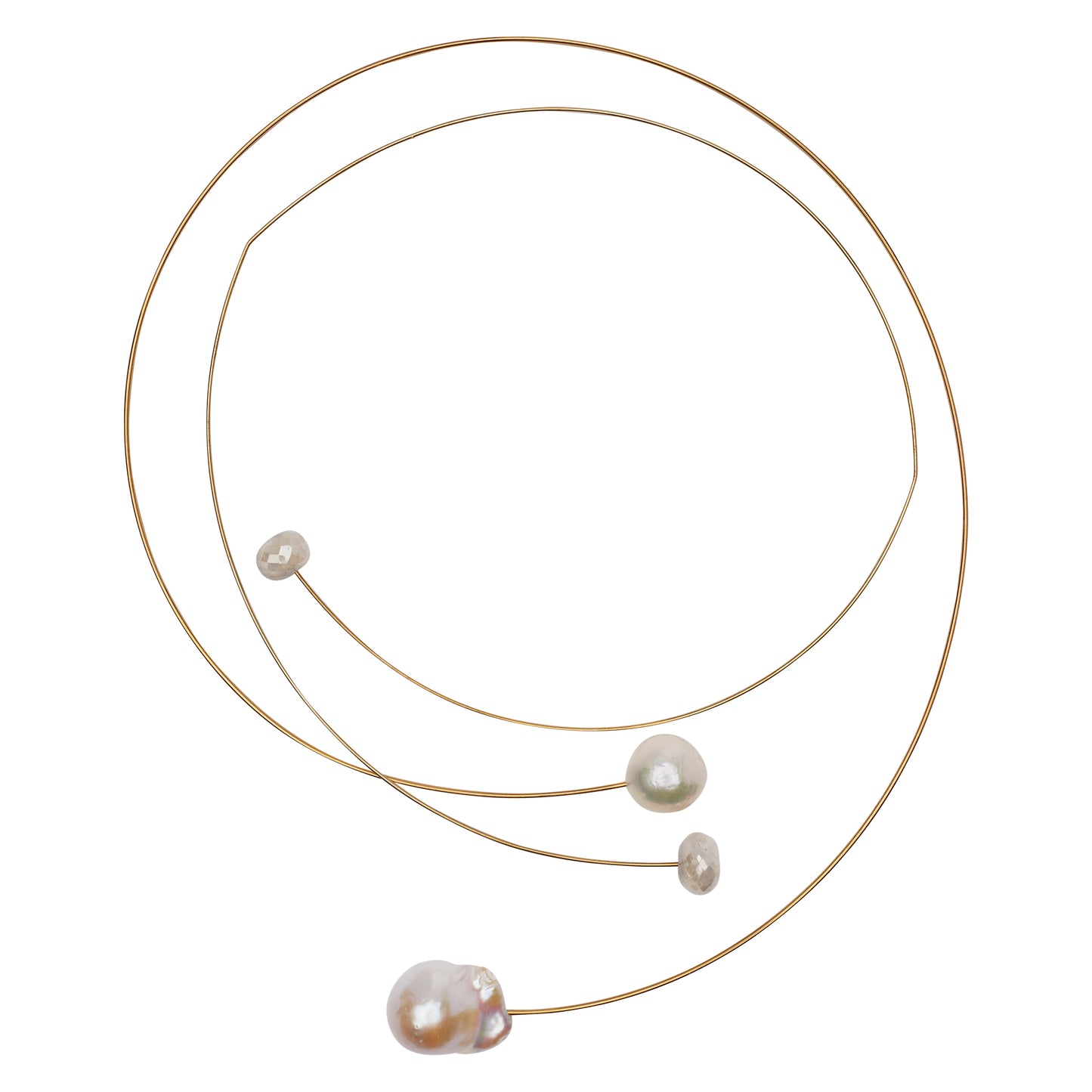 Square Ring with White Baroque Round Pearl (12mm)