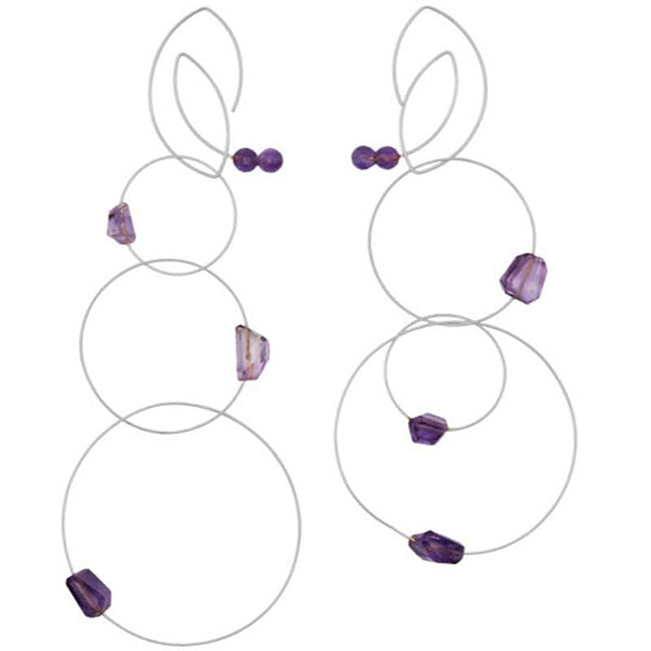 MMJ Signature 'Morph It!' Long Articulated Hoop Earrings with Gemstones