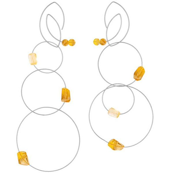 MMJ Signature 'Morph It!' Long Articulated Hoop Earrings with Gemstones
