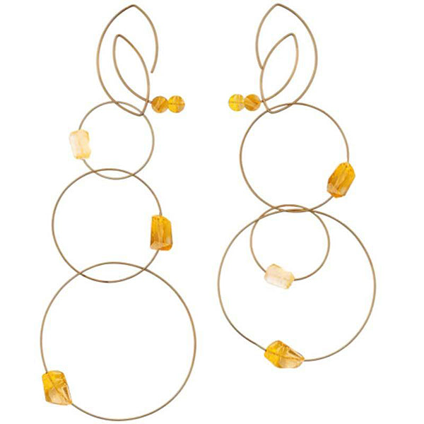 MMJ Signature 'Morph It!' Long Articulated Hoop Earrings with Gemstones