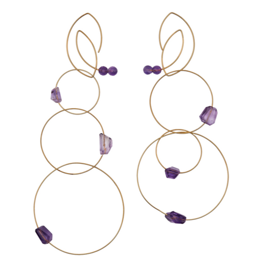 MMJ Signature 'Morph It!' Long Articulated Hoop Earrings with Gemstones