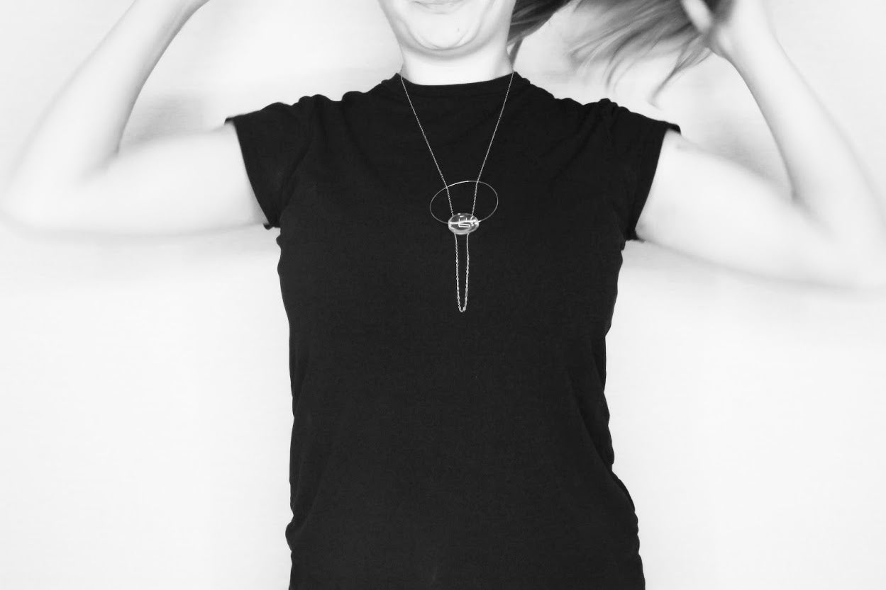 Large Circle Chain Necklace with Rock Crystal