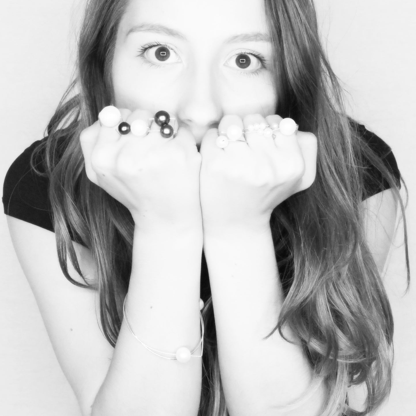 Square Ring with Peacock Freshwater Pearls