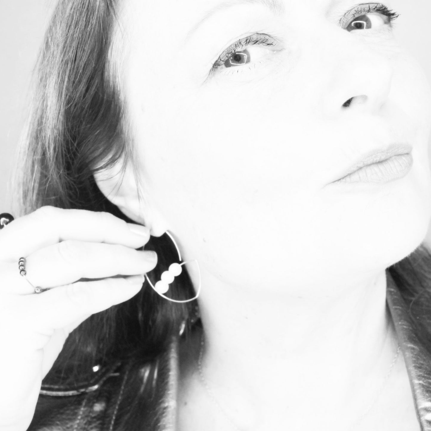 Long Angled Curve Earrings with Round Freshwater Pearls