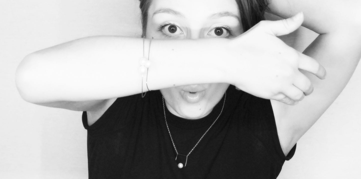 Triangle Bangle with Round Freshwater Pearl