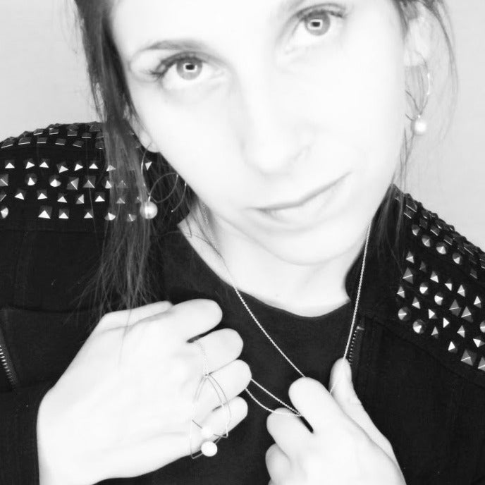 Angled Loop Earrings with Round Freshwater Pearls