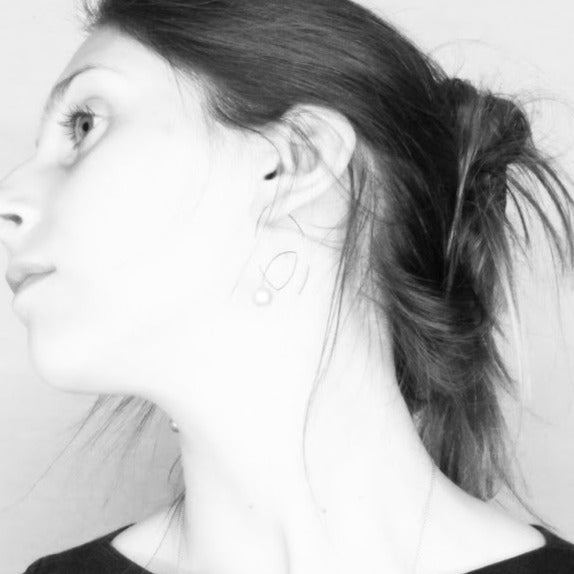 Angled Loop Earrings with Round Freshwater Pearls