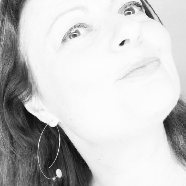 Angled Curve Earrings with hand-cut precious gems
