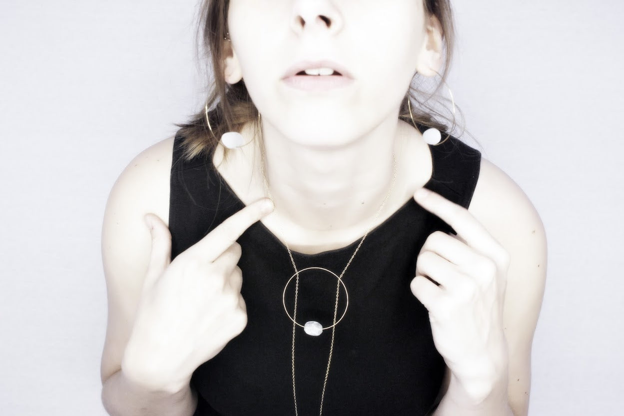 Large Circle Chain Necklace with Rock Crystal