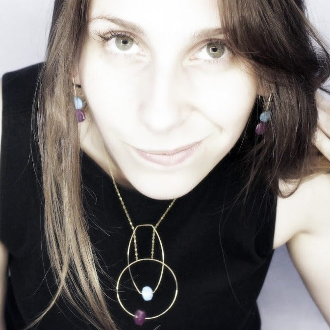 Multi Shape Pendant Necklace with Hand-Cut Gems (choices of colour combination)