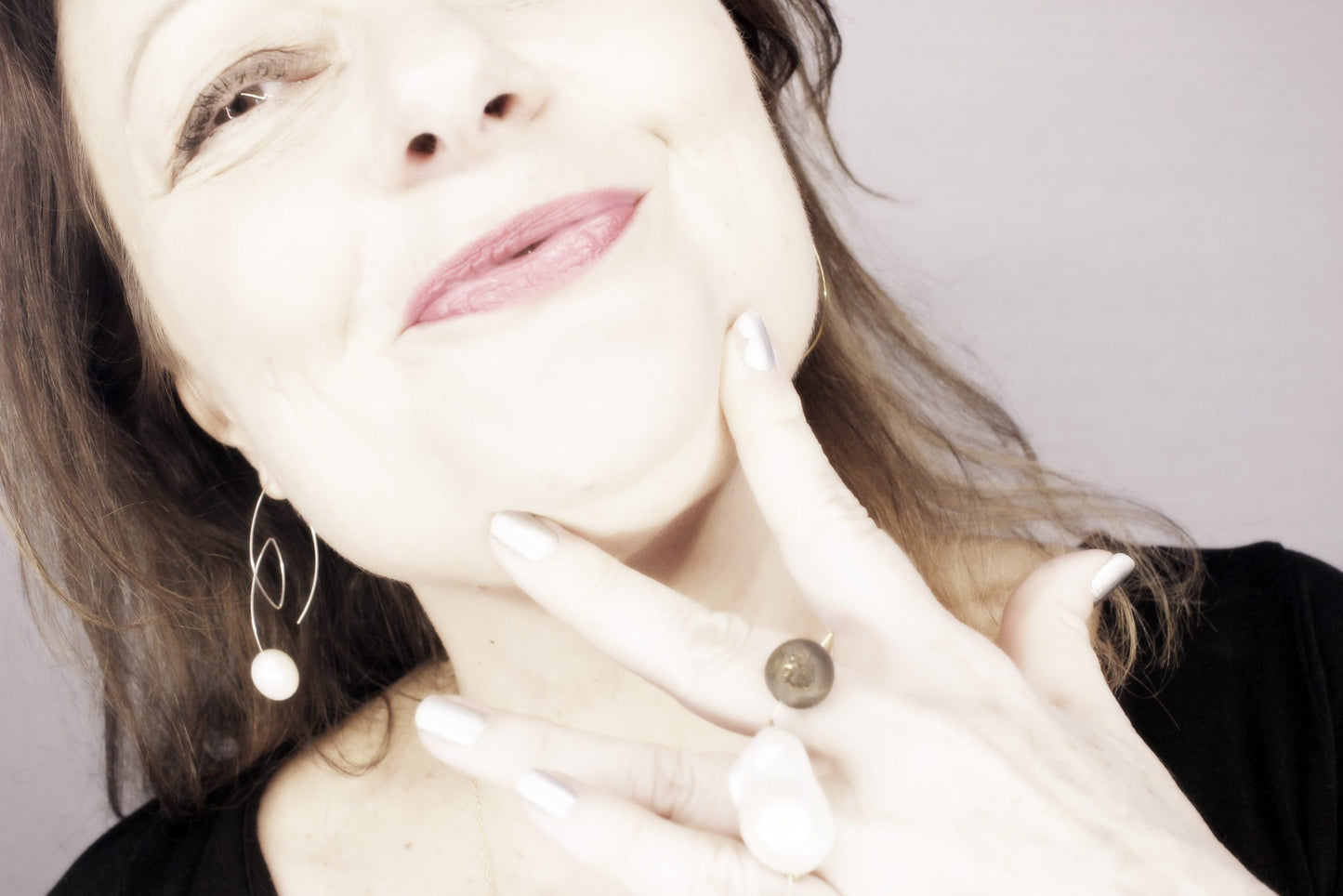 Cubist Earrings with Large White Freshwater Pearl Baroque Drop