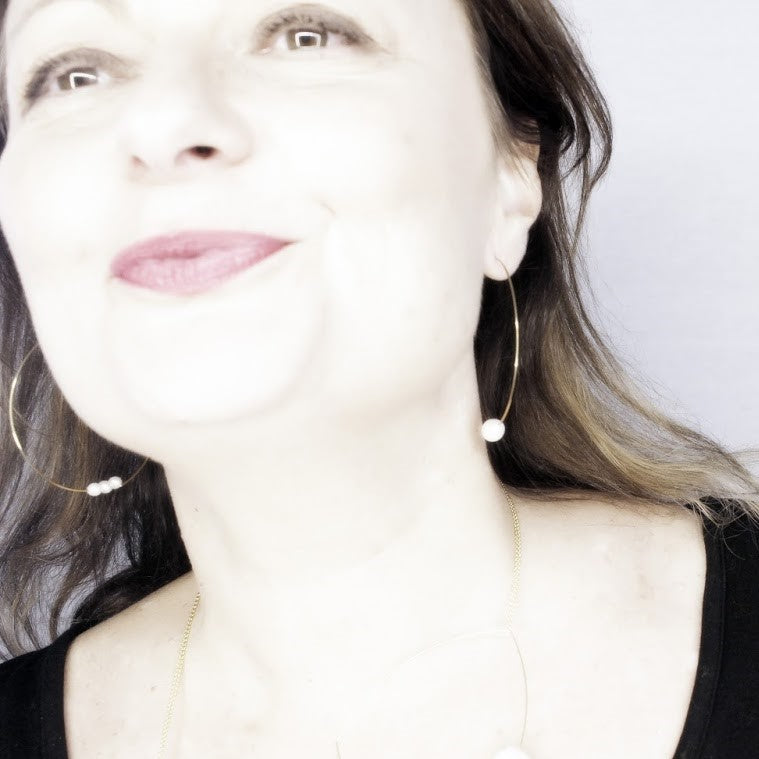 Medium Round Hoops with Round Freshwater Pearls