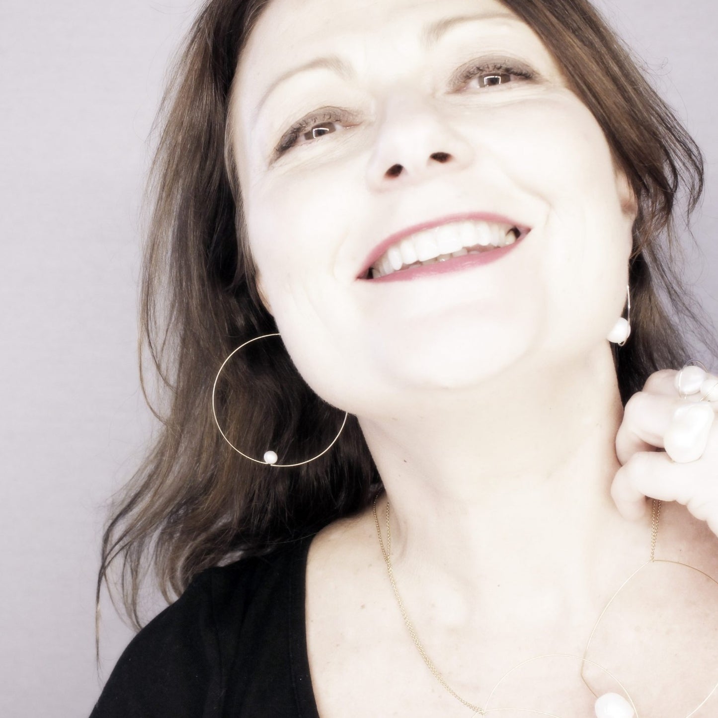 Medium Round Hoops with Gemstones - marvellous metallic & neutral colours