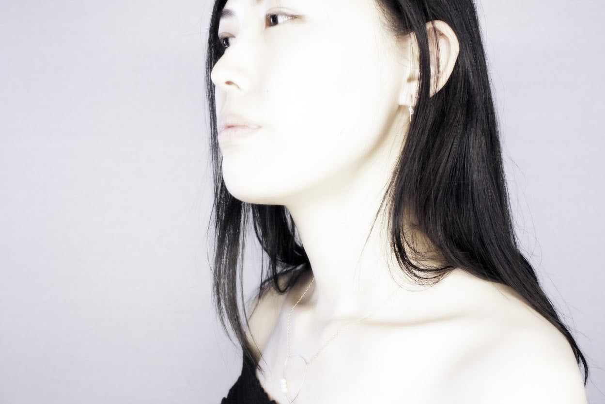 Triangle Pendant Necklace with Round Freshwater Pearls