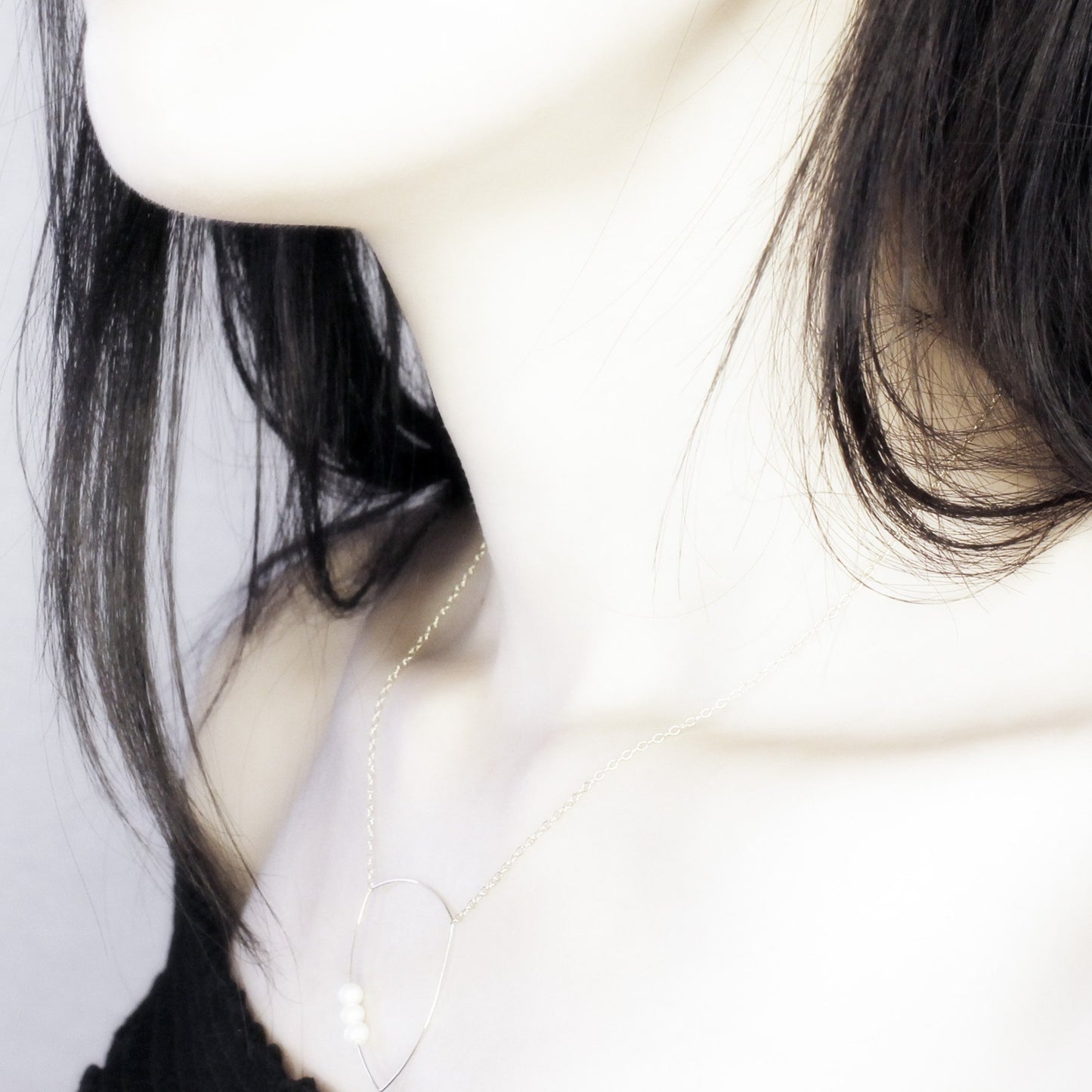 Triangle Pendant Necklace with Round Freshwater Pearls