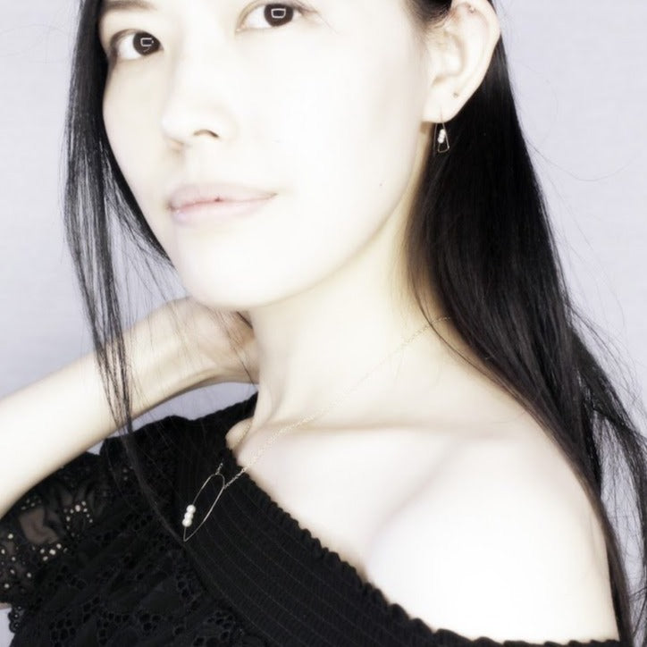 Triangle Pendant Necklace with Round Freshwater Pearls